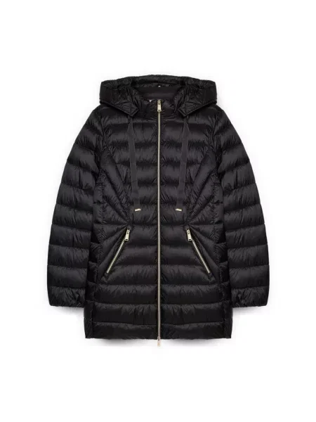 Długa kurtka puchowa Fiorella Rubino z kapturem czarna