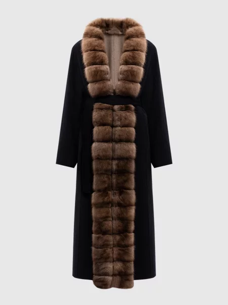 Двостороннє пальто на запах з кашеміру з хутром соболя Elpidio Loffredo