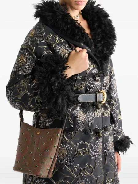 Crossbody torbica Etro sa šiljcima smeđa