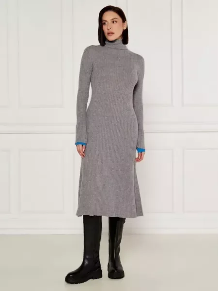 Pinko De lână rochie HIGHLANDER cu adaos de cașmir gri