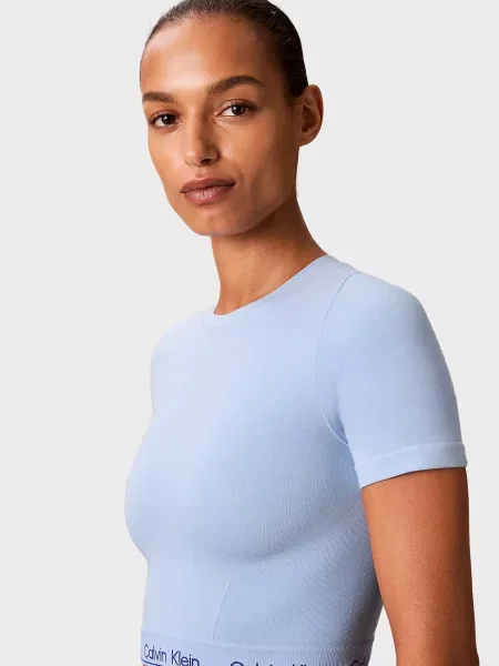 Короткий топ Calvin Klein з коротким рукавом блакитний