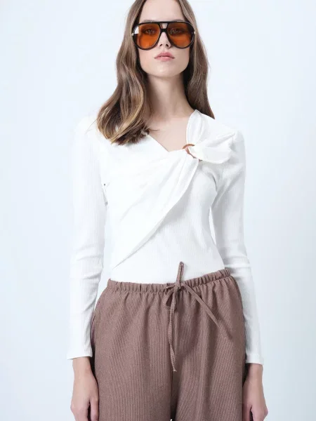 Trend Alaçatı Stili Tricou ecru