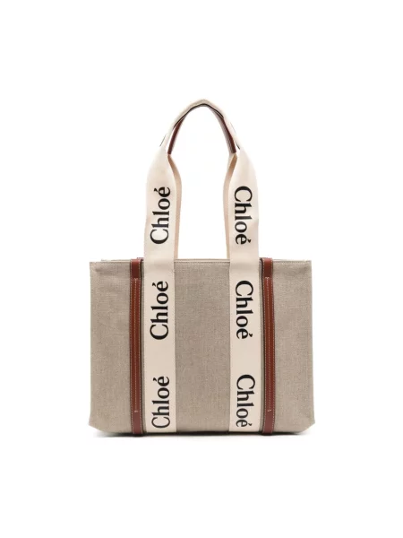 Shopperka Chloã© skórzana biznesowa beżowa
