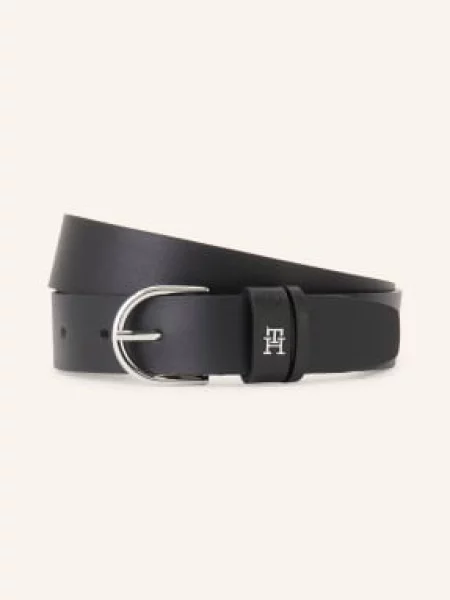 Tommy Hilfiger Pasek Skórzany schwarz czarny