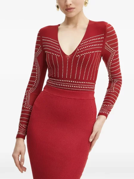 Body Marciano By Guess cu decolteu în V cu tepi roșu