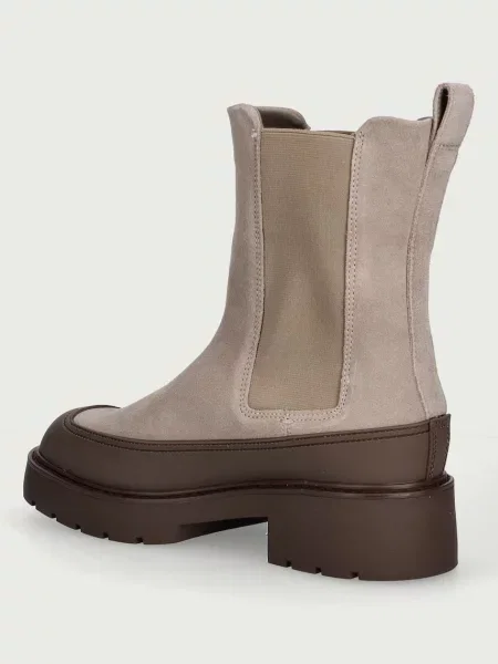 Calvin Klein боти челси с платформа дамски от велур CHUNKY CHELSEA BOOT SUE EM бежово