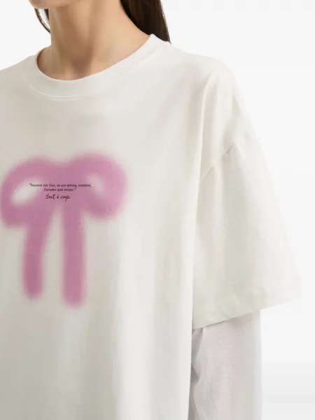 Tricou Tout A Coup cu funde alb