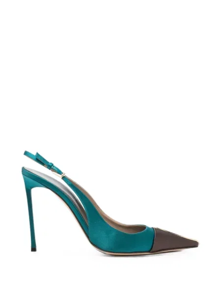 Pantofi cu toc Tom Ford din satin slingback verde