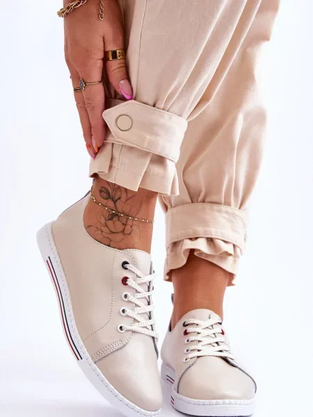 Kožené tenisky S. Barski béžové