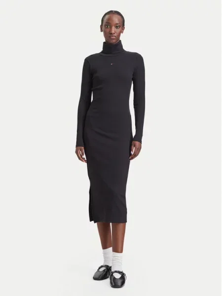 Tommy Jeans Rochie tricotată Bodycon negru