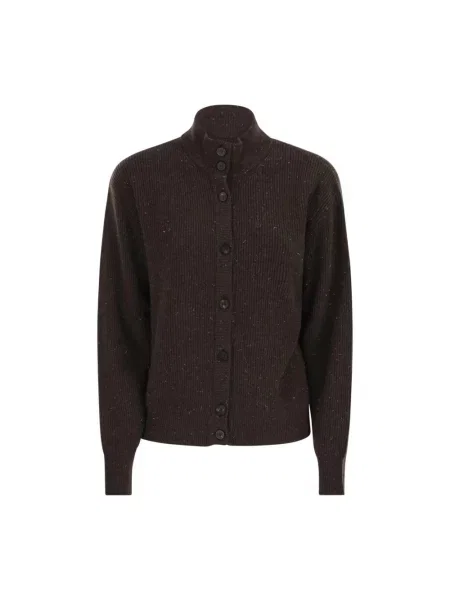 Kardigan Peserico wełniany ze stójką brązowy