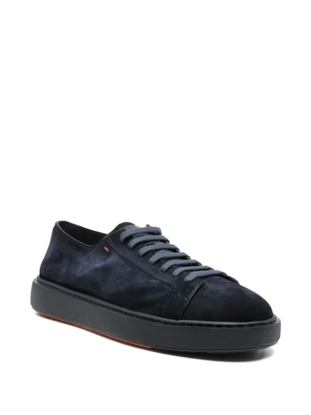 Sneakerși Santoni cu șireturi din piele de căprioară albastru