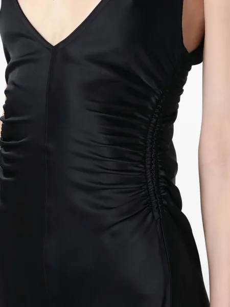 Rochie maxi Sportmax cu decolteu în V cu volane negru