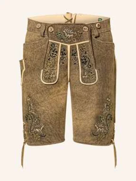 Beckert Kožené Krojové Kalhoty Jenner hnědá zelená