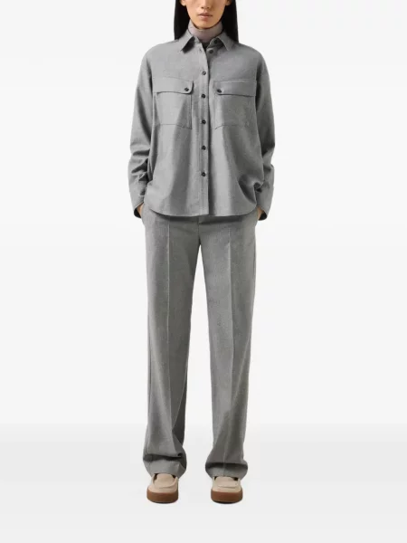 Cămașă Bogner de lână cu model herringbone gri