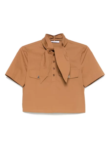 Риза Patrizia Pepe поплин кафяво