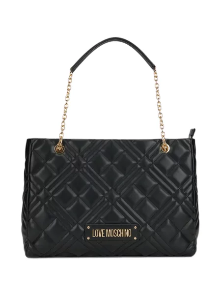 Matlasat geantă shopper Love Moschino cu autograf negru