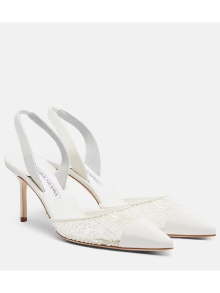Lodičky Manolo Blahnik s otevřenou patou bílé
