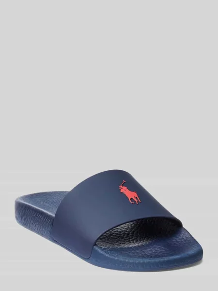 Klapki Polo Ralph Lauren w tygrysie prążki z nadrukiem niebieskie
