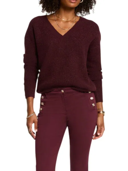 Svetr Morgan De Toi s výstřihem do v červený