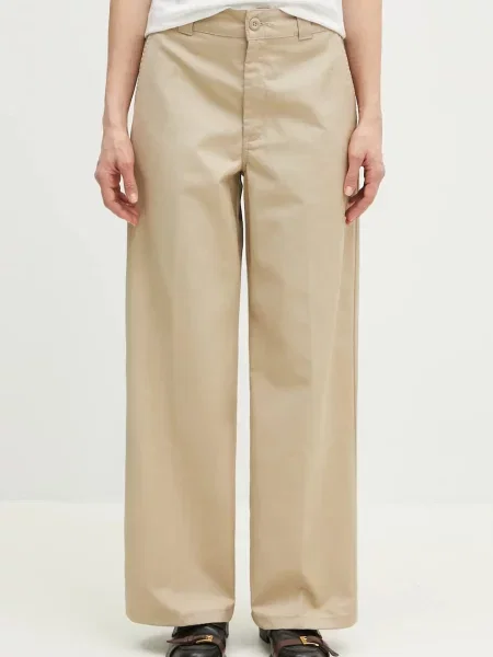 Carhartt WIP pantaloni Craft Pant femei lat high waist bej