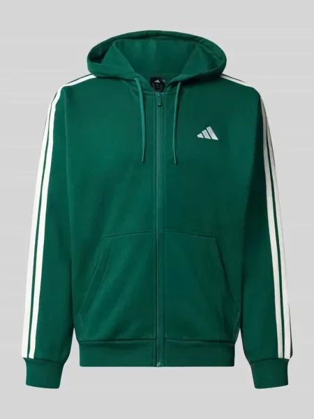 Bluza rozpinana o kroju regular fit z mieszanki bawełny Adidas Sportswear zielona