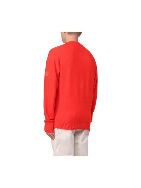 Sweter Calvin Klein wełniany z logo pomarańczowy