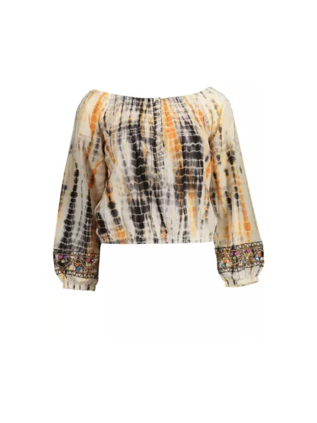 Koszulka Desigual z długim rękawem elegancka beżowa