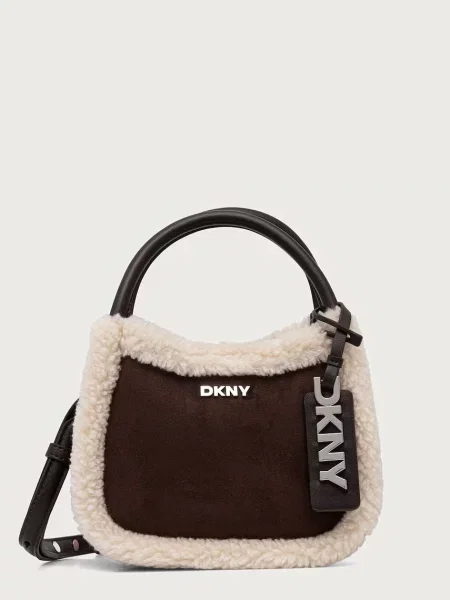 DKNY geantă crossbody pentru femei cu imitație de piele întoarsă maro