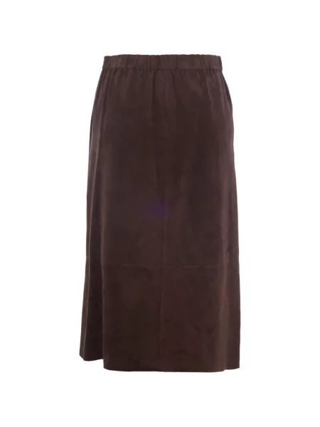 Fustă midi 's Max Mara din piele de căprioară cu cordon maro