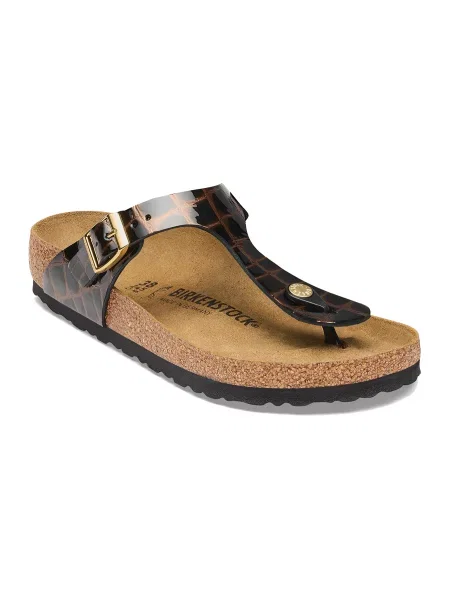 Birkenstock Gizeh Leather Regular Fit Emboss Leather Black Kobiety Sandały Birkenstock Size: czarny