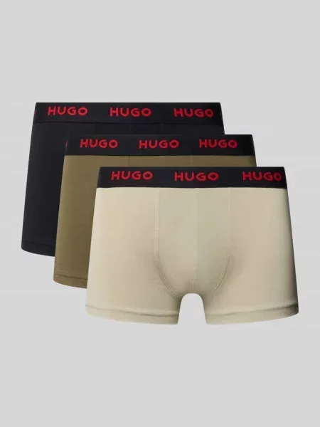 Obcisłe bokserki z mieszanki bawełny w zestaw 3 szt. Hugo zielone