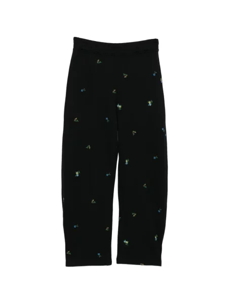 Pantaloni Jnby cu broderie cu model floral negru