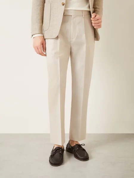 Zegna Kalhoty Pleated Fit béžová