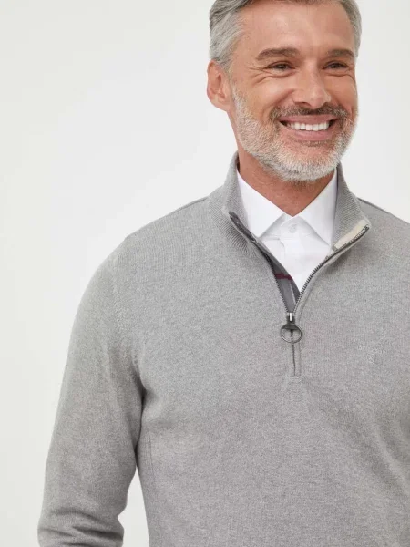 Barbour pulover de cu turtleneck gri