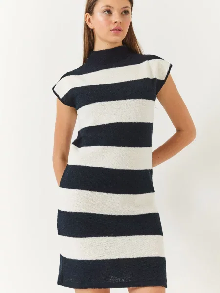 Bianco Lucci Rochie tricotat bleumarin alb