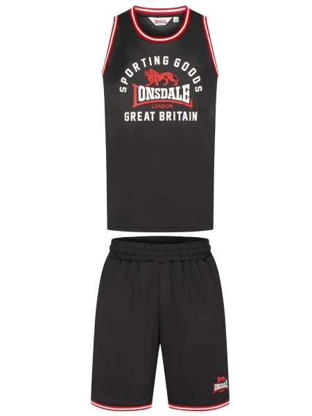 LONSDALE Športna trenirka Pewsey živo rdeča / črna bela