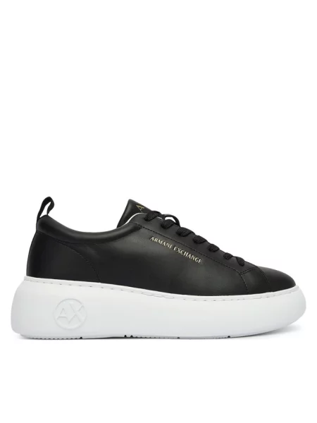 Sneakersy Armani Exchange skórzane wsuwane czarne