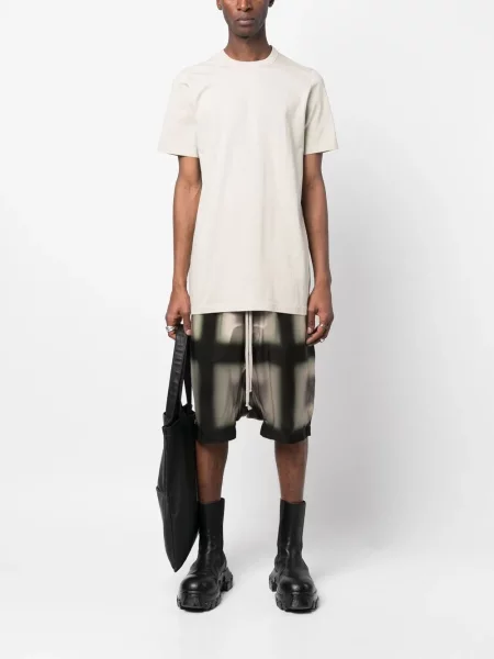 Kostkované kraťasy Rick Owens s potiskem zelené