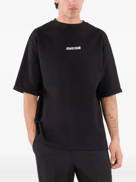 Tricou Roberto Cavalli cu broderie negru