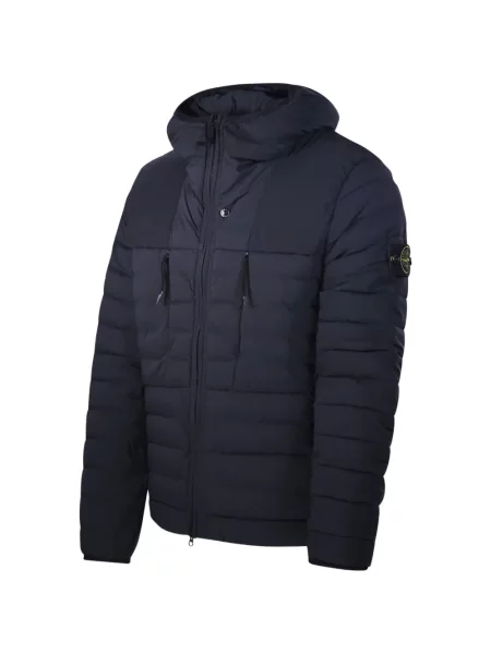 Geacă Stone Island cu glugă cu strasuri albastru