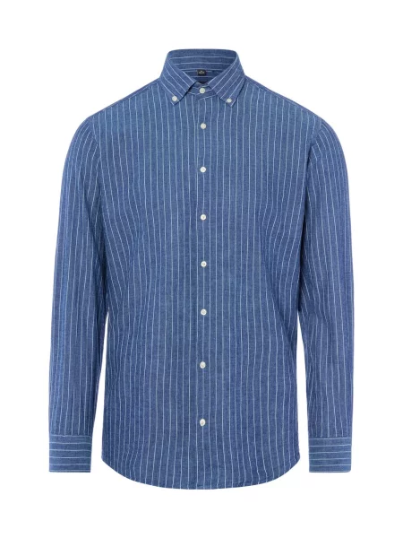 Nils Sundström koszula casual z zawartością lnu Mężczyźni Modern Fit w S niebieski