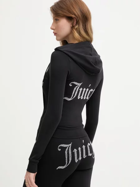 Juicy Couture bluza rozpinana z bawełny OOLA HOODIE czarna