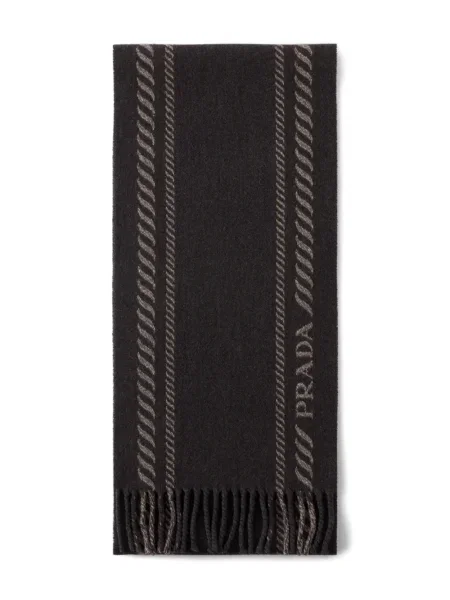 Fular Prada cu broderie maro