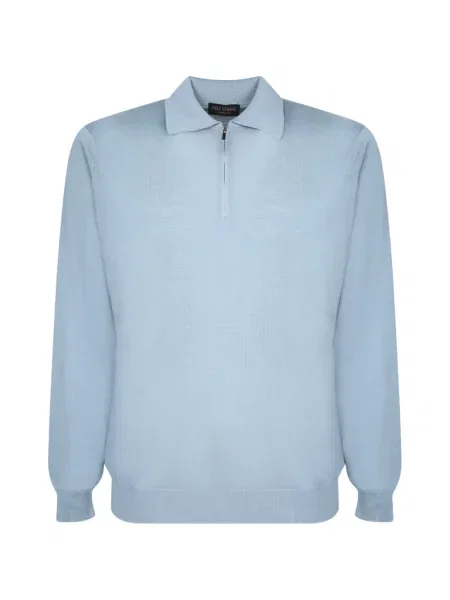 Tricou polo Dell'oglio tricotate albastru