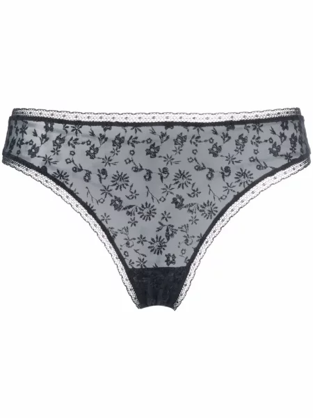 Chiloți tanga Eres cu model floral albastru