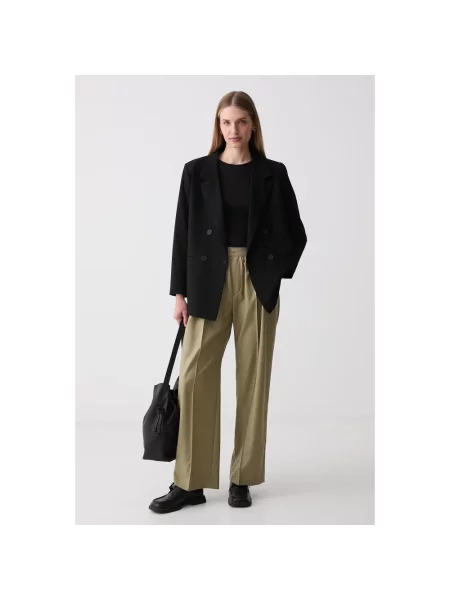 Kenzo spodnie wide leg wełniane zielone