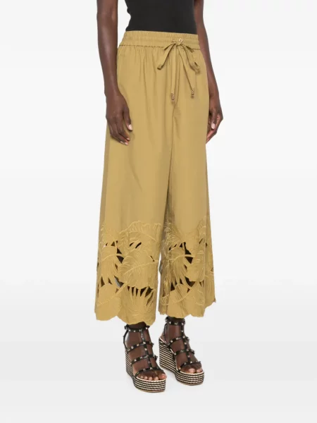 Pantaloni Zimmermann cu broderie verde