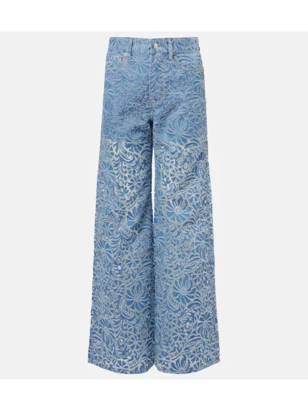 Blugi cu picior larg Veronica Beard cu model floral albastru