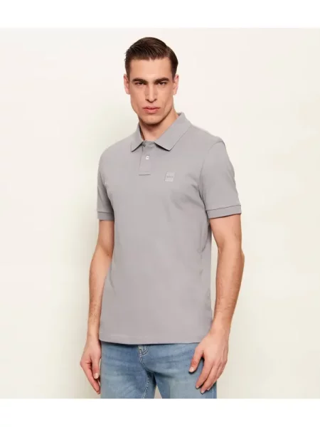 Tricou polo Boss Orange gri